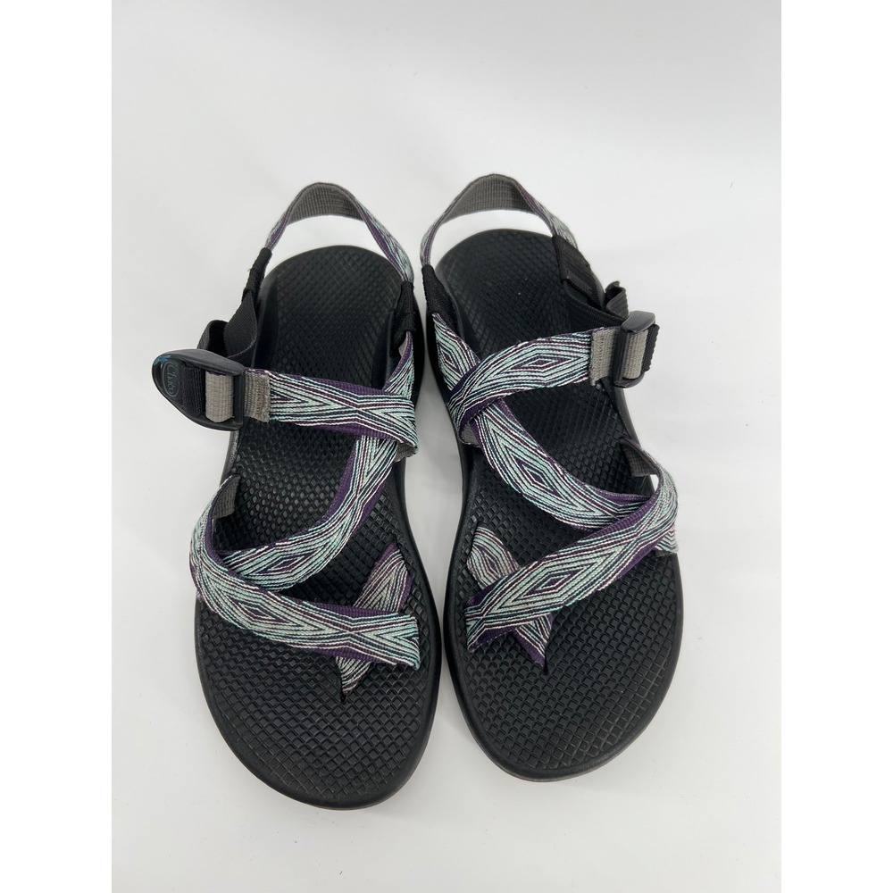 Chaco Classic Women 9 Sandals Purple Teal Strappy Toe Loop Outdoor Hiking Watr